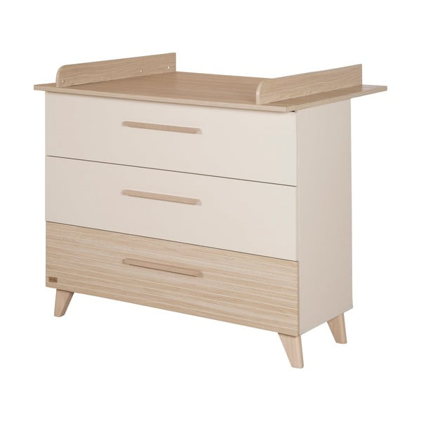 Krémová/v přírodní barvě dětská komoda v dekoru dubu s přebalovacím pultem 110x98x75 cm Sidney – Roba
