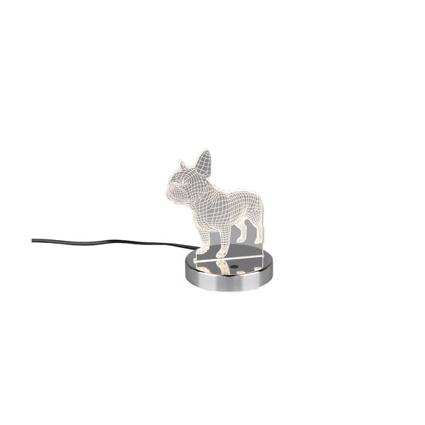LED stolní lampa v leskle stříbrné barvě (výška 17 cm) Dog – Trio