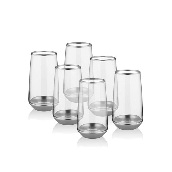 Sada 6 skleniček Mia Glam Silver, 380 ml-image-1