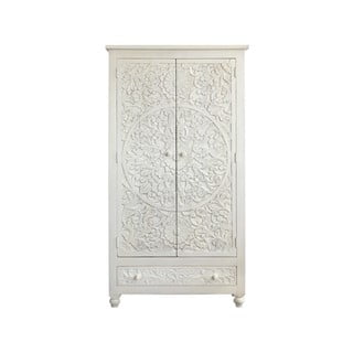 Krémová šatní skříň z mangového dřeva 180x40 cm Kalhana – Støraa