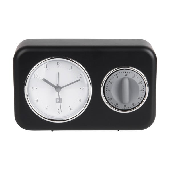 Černé stolní hodiny s kuchyňskou minutkou PT LIVING Nostalgia-image-1