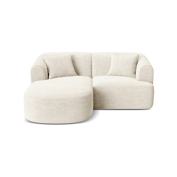 Béžová manšestrová rohová pohovka (levý roh/s lenoškou) Campi – Cosmopolitan Design