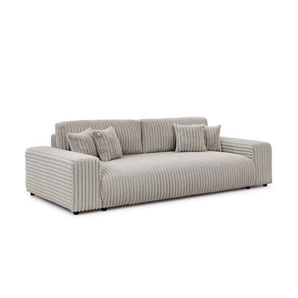 Světle šedá manšestrová rozkládací/s úložným prostorem pohovka 260 cm Justin  – Ropez