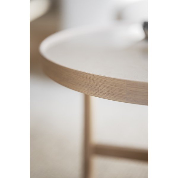 Kulatý konferenční stolek s keramickou deskou v přírodní barvě 90x90 cm Marsden – Rowico-image-4