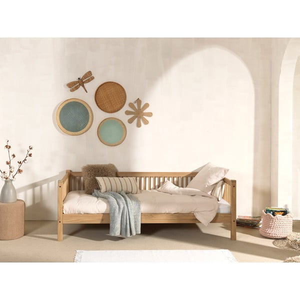 Dětská postel z dubového dřeva v přírodní barvě s výsuvným lůžkem a úložným prostorem 90x200 cm Forrest – Vipack-image-4