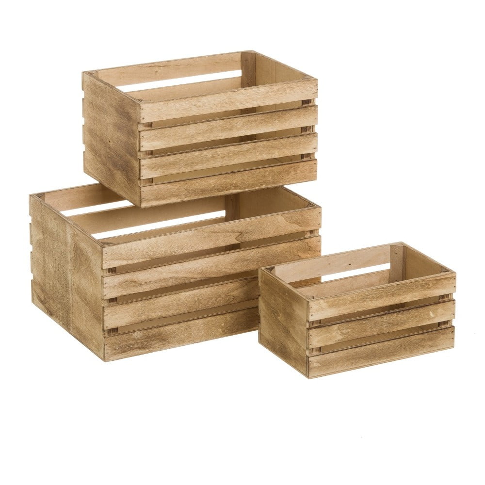 Úložné boxy v přírodní barvě v sadě 3 ks 31x23x15 cm – Casa Selección