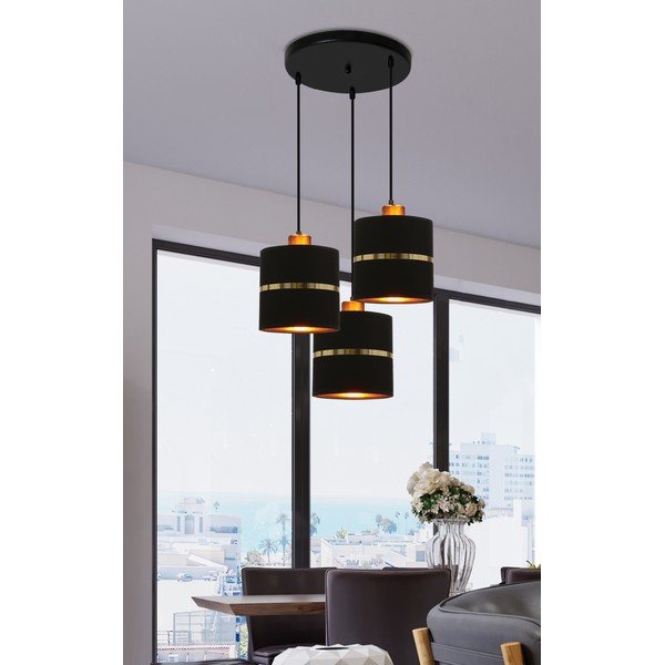 Černé závěsné svítidlo s textilním stínidlem ø 15 cm Assam – Candellux Lighting-image-2