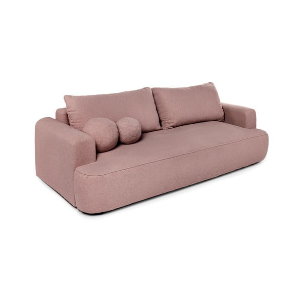 Světle růžová rozkládací pohovka z textilie bouclé 247 cm Quinoa – Bonami Selection-image-2