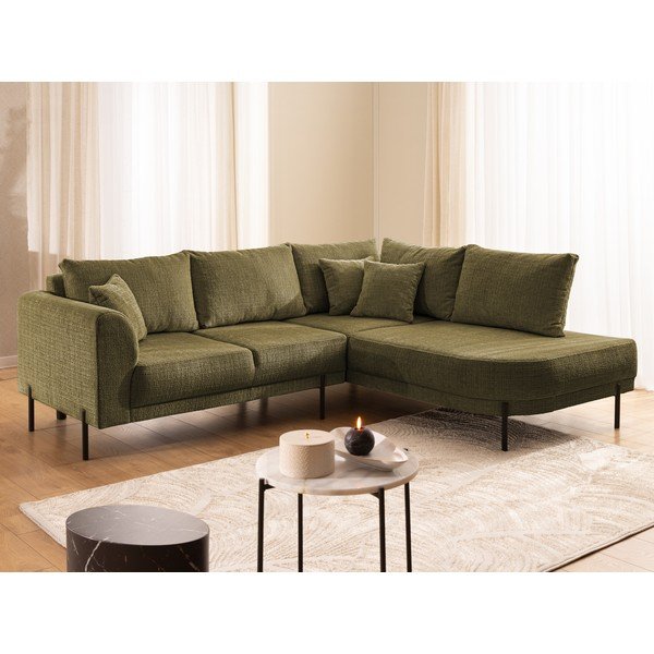 Zelená žinylková rohová pohovka (pravý roh/do L) Mauris  – Ropez-image-4