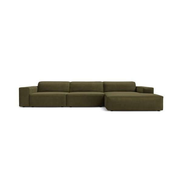 Khaki sametová modulární rohová pohovka (pravý roh/s lenoškou) Jodie – Micadoni -image-2