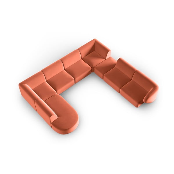 Růžová sametová rohová pohovka (pravý roh/do "U") Paolo – Milo Casa-image-1