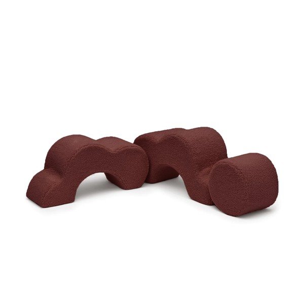 Hnědé pěnové hřiště 3 ks z materiálu bouclé výška 27 cm 88x90 cm – Meowbaby-image-4
