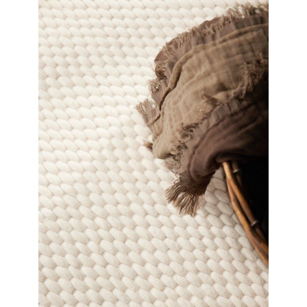 Krémový ručně tkaný vlněný kulatý koberec ø 160 cm Lyon Beans – Elle Decoration-image-2