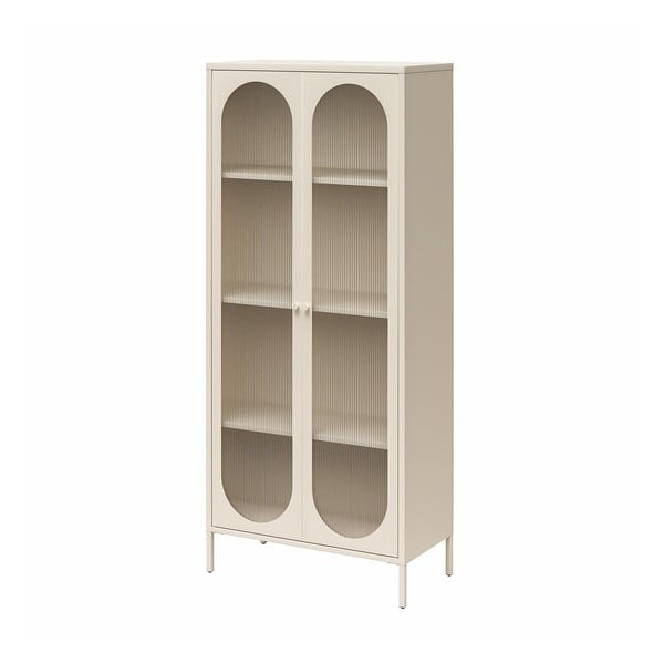 Krémová kovová vitrína 80x186x40 cm Luna – Støraa-image-4