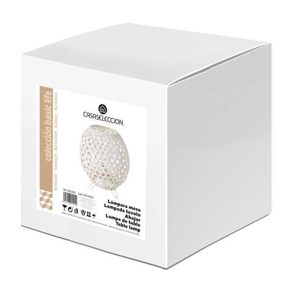 Bílá bambusová stolní lampa s bambusovým stínidlem (výška 23 cm) – Casa Selección-image-4