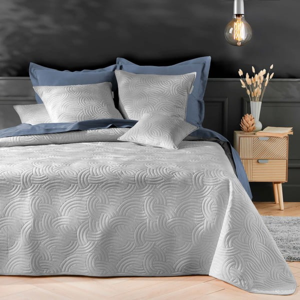 Šedý sametový set přehozu a povlaku na polštář 240x260 cm Solange – douceur d'intérieur-image-1