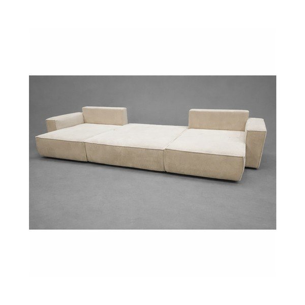 Béžová manšestrová rozkládací/s úložným prostorem rohová pohovka (do "U") Nihad - II. jakost – Bobochic Paris-image-3