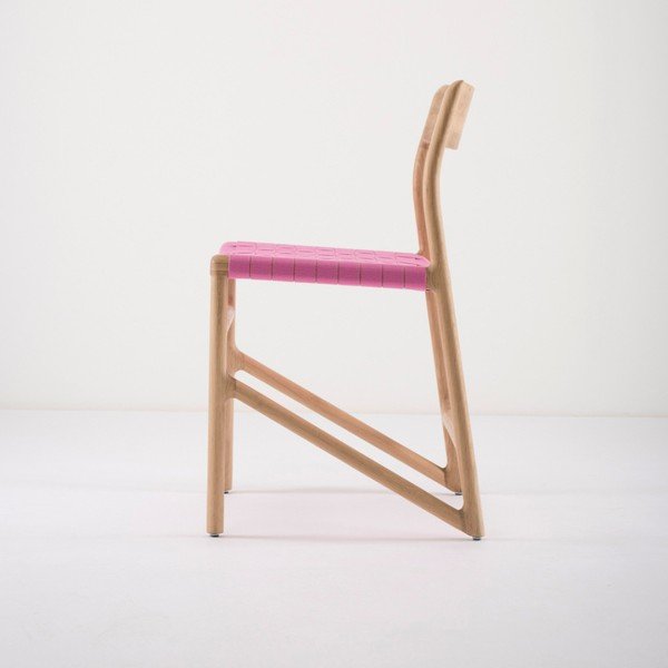 Jídelní židle z masivního dubového dřeva s růžovým sedákem Gazzda Fawn-image-1