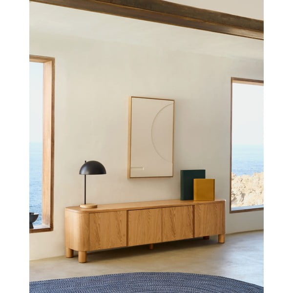 TV stolek v dekoru jasanu v přírodní barvě 200x52x40 cm Salaya – Kave Home-image-1