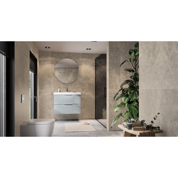 Šedá lesklá závěsná skříňka pod umyvadlo 81x65 cm Celano – Germania-image-2