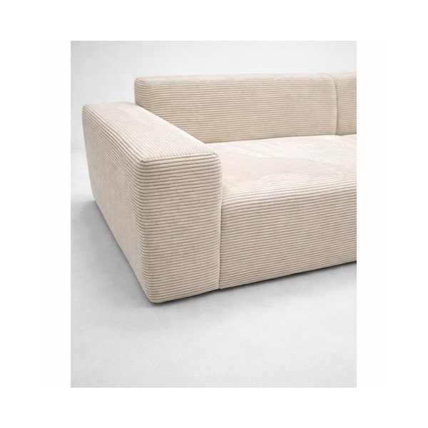 Béžová/světle hnědá manšestrová rohová pohovka (pravý roh/s lenoškou) Fluvio - II. jakost – MESONICA-image-4