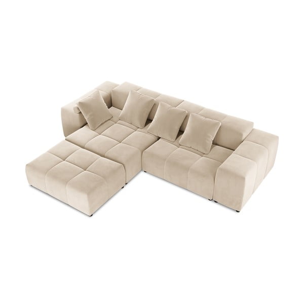 Béžová sametová rohová pohovka (variabilní) Rome Velvet - Cosmopolitan Design-image-3