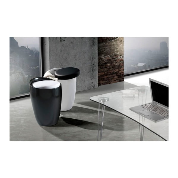 Černo-bílá taburetka s úložným prostorem Tomasucci Pillow-image-3