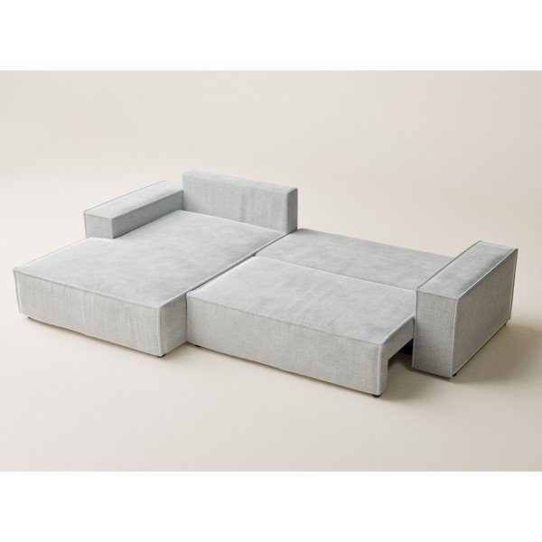 Světle šedá žinylková rozkládací/s úložným prostorem rohová pohovka (levý roh/s lenoškou) Maze – Maison de Rêve-image-3