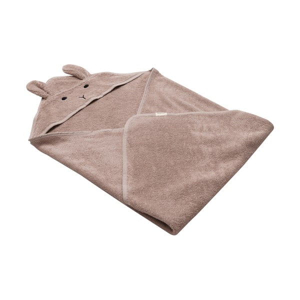 Růžovo-hnědá bavlněná dětská osuška s kapucí 75x75 cm Rabbit – Kindsgut