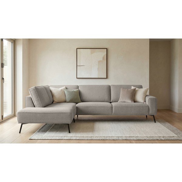 Šedobéžová žinylková rohová pohovka (levý roh/do L) Amsterdam – Scandic-image-1