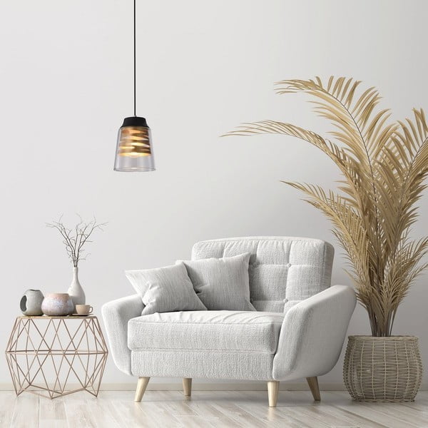 Černé závěsné svítidlo se skleněným stínidlem Fresno – Candellux Lighting-image-1