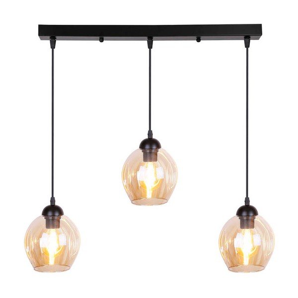 Černé závěsné svítidlo se skleněným stínidlem 14x70 cm Aspa – Candellux Lighting-image-4
