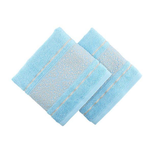 Sada 2 modrých ručníků Fance, 50 x 90 cm
