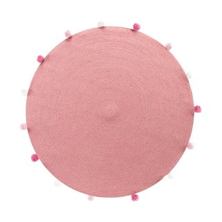 Růžový kulatý koberec ø 90 cm Pompomparty – douceur d'intérieur