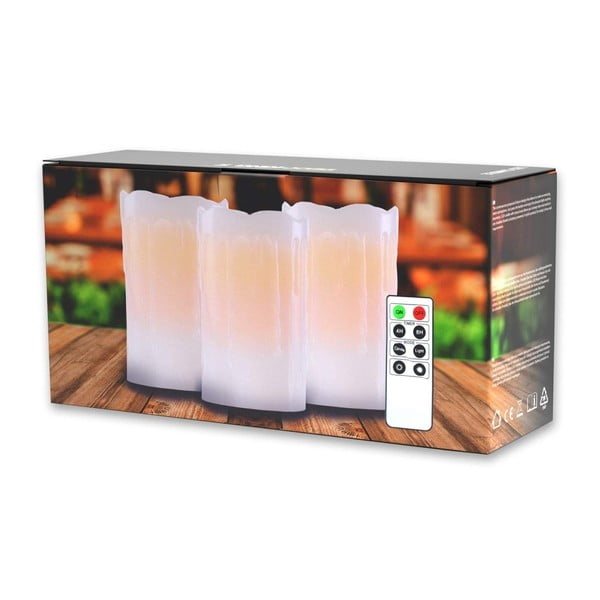 Sada 3 LED svíček s dálkovým ovládáním DecoKing Drip, výška 12,5 cm-image-2