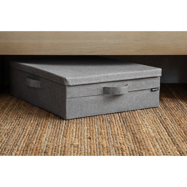 Šedý látkový úložný box s víkem 46x56x16 cm Soft Storage Low – Bigso-image-1
