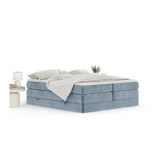 Modrá boxspring postel s úložným prostorem/bez čela 180x200 cm Juniper – Maison de Rêve-image-2