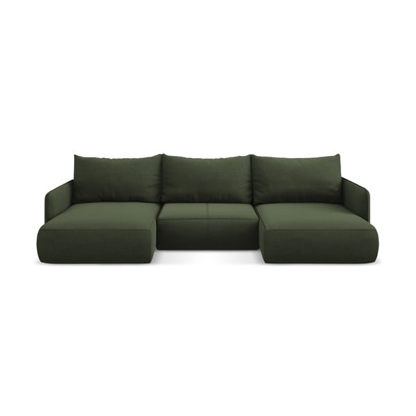 Zelená rozkládací/s úložným prostorem rohová pohovka Nanea – Makamii