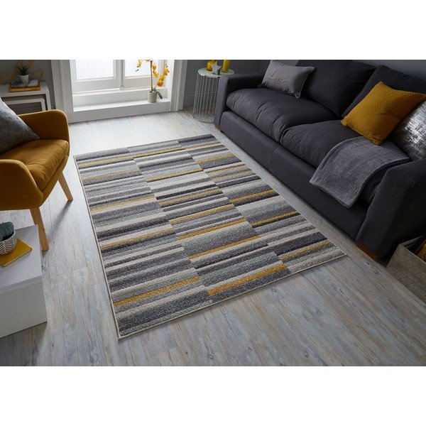 Šedo-žlutý koberec Flair Rugs Urban Lines, 100 x 150 cm-image-4