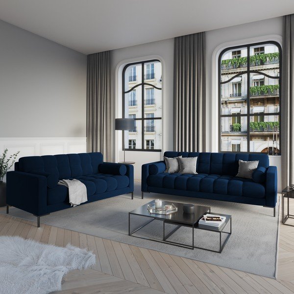 Tmavě modrá sametová pohovka Cosmopolitan Design Bali-image-1