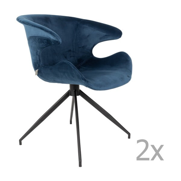 Sada 2 modrých židlí s područkami Zuiver Mia
