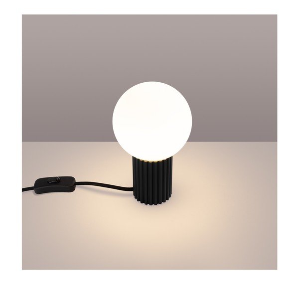 Černá stolní lampa se skleněným stínidlem (výška 19 cm) Orbital – Sollux-image-1