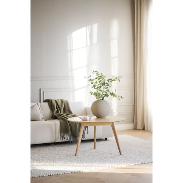 Kulatý konferenční stolek v dekoru dubu v přírodní barvě 90x90 cm Yumi - Rowico-image-2