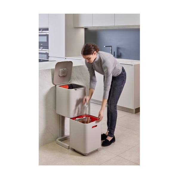 Krémově bílý koš na tříděný odpad Joseph Joseph Totem Compact, 40 l-image-3