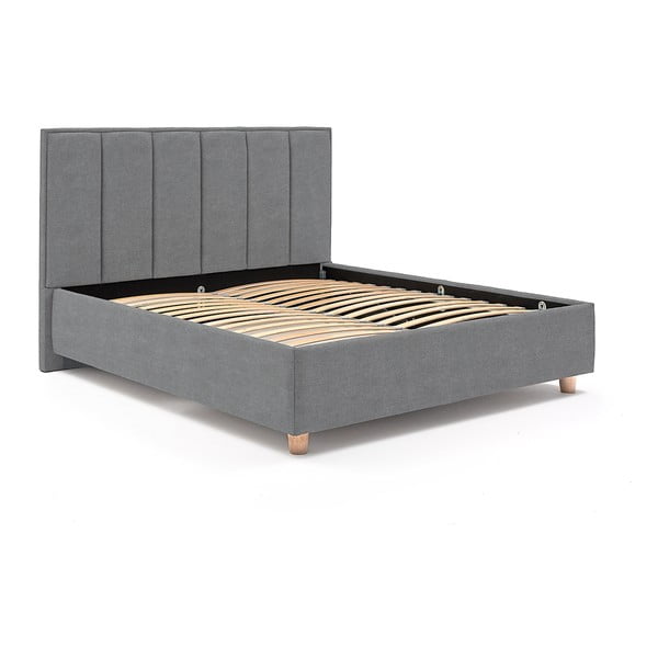 Modrošedá dvoulůžková postel s roštem a úložným prostorem ProSpánek Wega, 180 x 200 cm-image-2