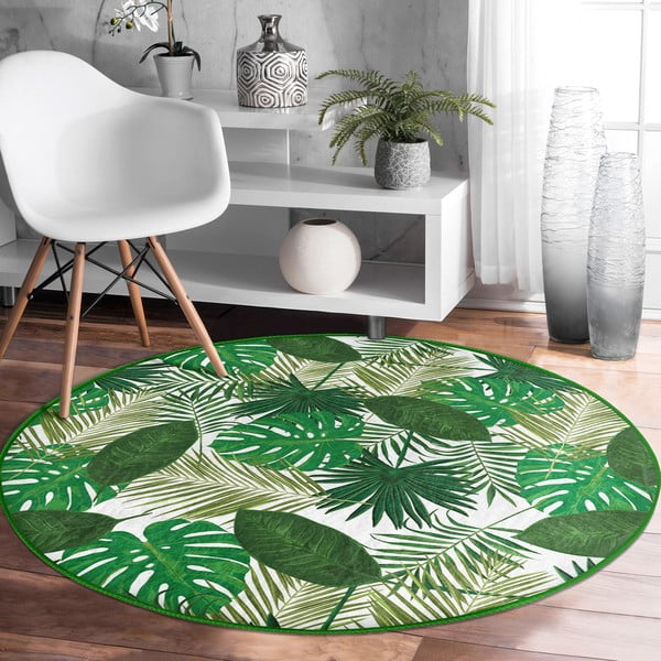 Zelený pratelný kulatý koberec vhodný pro robotické vysavače ø 100 cm Comfort – Mila Home-image-3