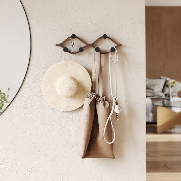 Nástěnný věšák z kaučukového dřeva v přírodní barvě Montage – Umbra-image-4