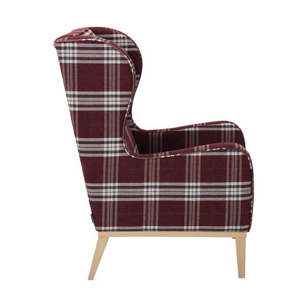Červené kárované křeslo ušák Max Winzer Angelo-image-3