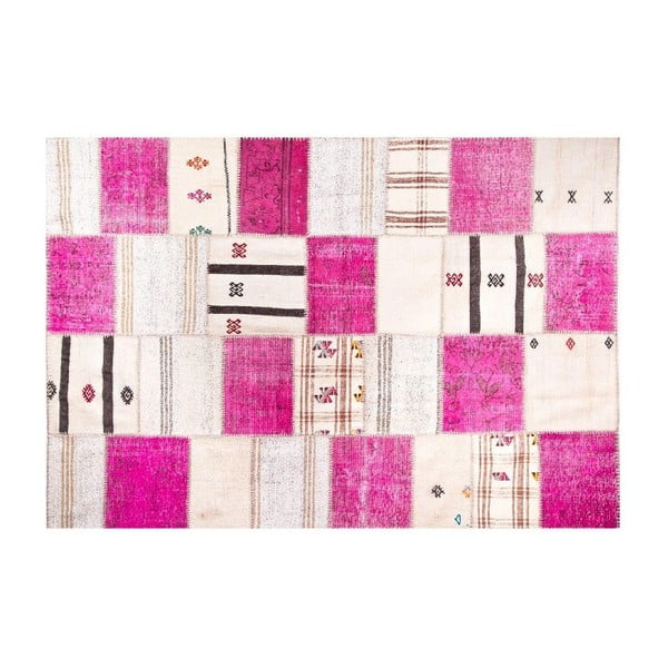 Vlněný koberec Allmode Kilim Pink, 200x140 cm