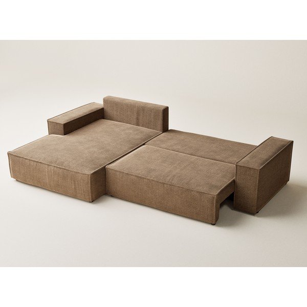 Světle hnědá žinylková rozkládací/s úložným prostorem rohová pohovka (levý roh/s lenoškou) Maze – Maison de Rêve-image-4